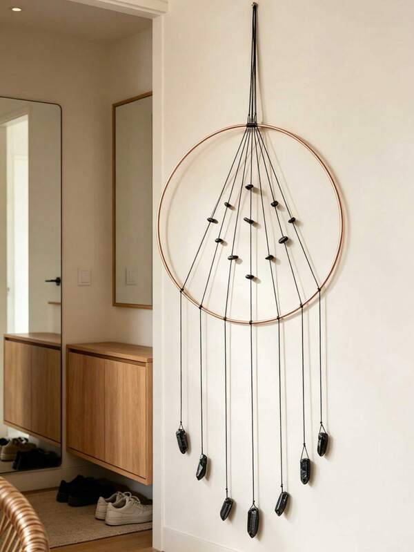 1 chiếc vòng tròn treo trang trí Dreamcatcher, trang trí tường phòng phong cách Bohemian với tua rua, treo tường trang trí nhà cửa
