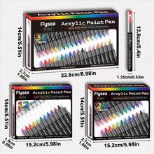 12/24/36 Colors Professional Artist Marker Set, Soft Tips, Convenient For Painting, Sketching And Layering. Liquid Acrylic Markers, Straight Barrel Design, Waterproof, Suitable For Rocks, Glass, Ceramics, Easter Eggs, Metal, Wood And More. Beautiful Gift Box And Pen Bag Packaging, Perfect Choice For Gifting Friends And Family! Ideal Back To School Gift - Multicolor - View 3