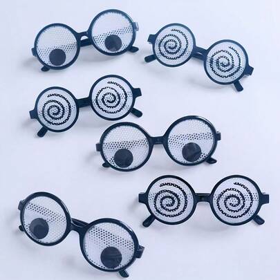 6pcs Funny Rotating Eyeball Dizzy Glasses Set, Novelty Party Glasses, Summer Party, Hawaiian Beach Party, Birthday Party, Indoor/Outdoor Carnival And Studio Photography Props Decoration