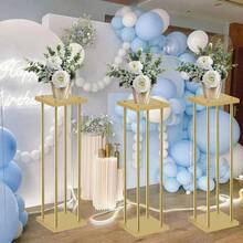 2Pcs Wedding Centerpieces For Tables, 31.5in Metal Flower Stand Gold Wedding Centerpieces Tall Vases Geometric Flower Stand For Wedding , Birthday, Event, Home,Party,Mother's Day Decoration - 金色的 - 查看 3