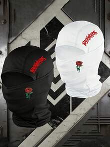 1/2pcs Red Rose & Backwoods Letter Print Balaclava, Breathable Mesh Full Face Ski Mask, Hip Hop Streetwear Headwear, Suitable For Motorcycle Riding, Cycling And Daily Fashion - Multicolor - View 5