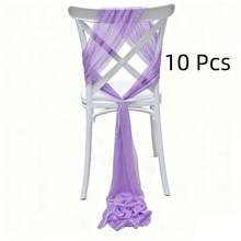 10 piezas de bandas de tul para boda, cinta decorativa para respaldo de silla, tela de queso rectangular, accesorios rústicos para fotografía, decoración elegante para cena de aniversario, fiesta de graduación, barbacoa, ceremonia y recepción - Púrpura malva - Ver 6