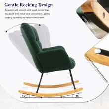 Nursing Rocking Chair, Teddy Glider Chair For Nursery, Comfy Living Room Armchairs With High Backrest For Adults - 綠色 - 查看 5