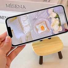 1pc Universal Phone Holder Small Chair Design Tablet Stand Slouchy Support Cute Desktop Ornament Plastic Phone Base - A - View 4
