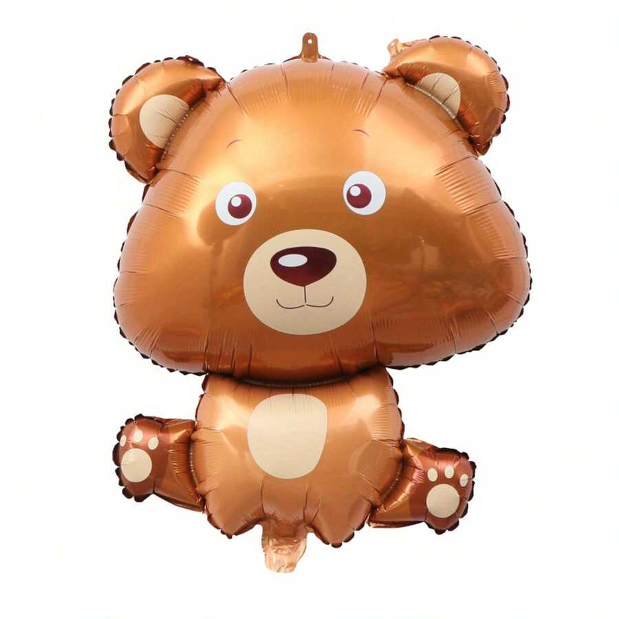 1pc 32 Inch Brown Bear Aluminum Foil Balloon, Cartoon Animal Shaped Balloon, Suitable For Birthday Party, Photo Decoration - Multicolor - View 1