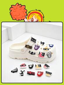 18 pièces Charmes de chaussures de pom-pom girl aux couleurs vives et design amusant, accessoires de boucle de chaussure en caoutchouc souple PVC pour filles sportives, peuvent décorer les pantoufles et les sandales, choix parfait pour les cadeaux de fête - pom-pom girls - Voir 7
