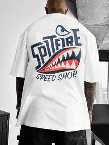 -Men's Graphic Shirt, Spitfire, Skateboard Flame Design | Fabric: 100% Pure Cotton | Basic Shirt | Y2K Style | Fun Crew Neck Shirt, Soft And Breathabl - White 4 - View 2
