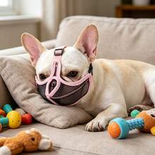 (1件)升級版透氣網格狗口嘴，適用於短吻犬種，可調節防舔食防啃咬口罩，適用於法鬥、巴哥等扁臉狗，可喘氣與飲水 - 藍色 - 查看 7