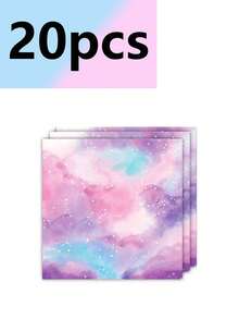 10 piezas de suministros para fiesta con tema de cielo estrellado de neón, platos arcoíris, vasos de papel, suministros para fiesta de cumpleaños, artículos esenciales para camping y viajes - Multicolor - Ver 5
