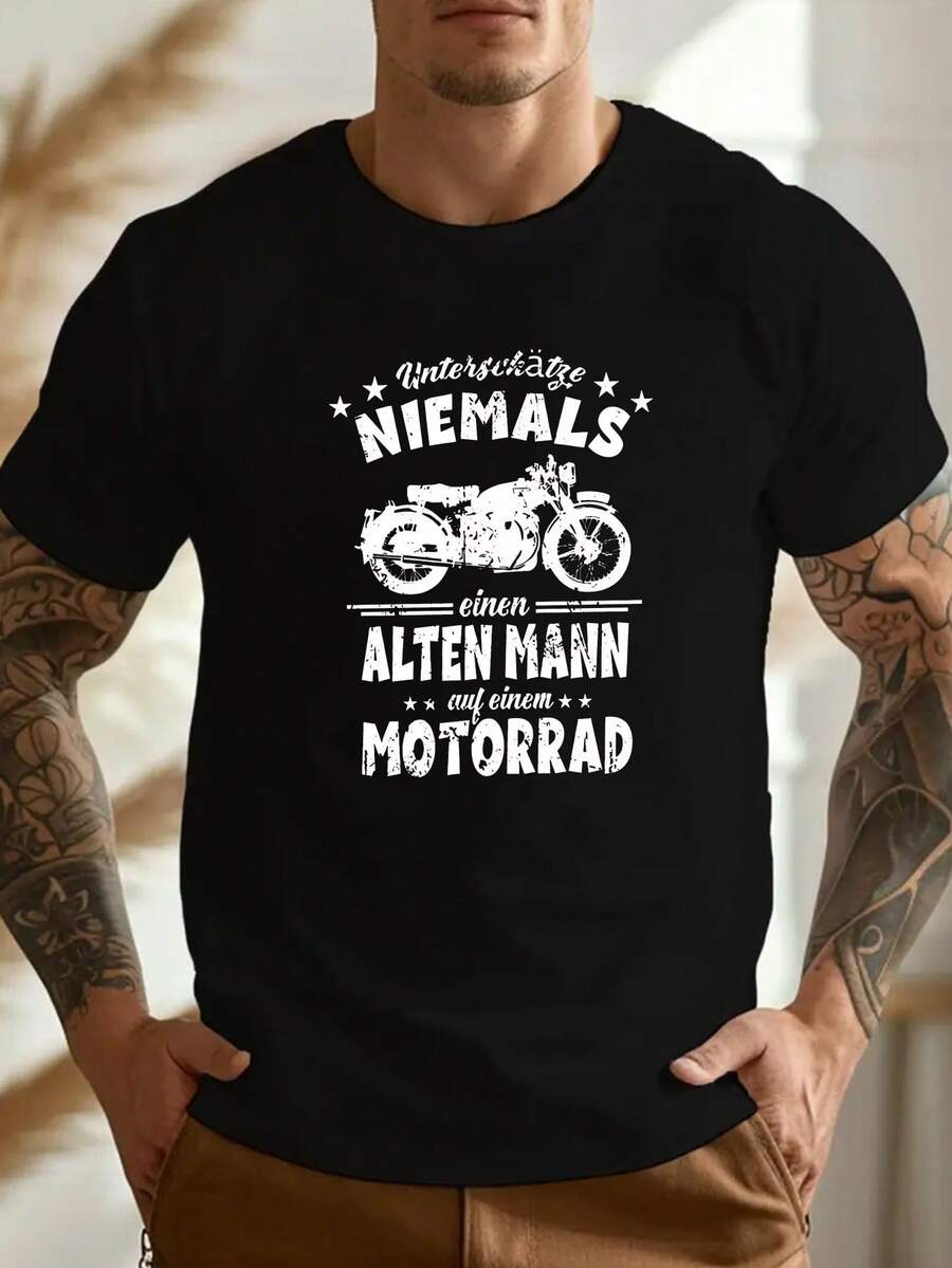 Men's Size T-Shirt With A Fun German Striped Design - Black - View 1