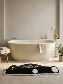 1pc Floor Mat Carpet (Rug, Carpet, Bath Mat, Bath Rug, Door Mat, Runners), Modern Personalized Creative - Cartoon Fun INS Style Anime Black Cat Shaped Decorative Carpet, For Bathroom, Kitchen, Entrance, Hallway, Bedside, Living Room, Bedroom, Etc., All Season Washable Soft Floor Mat, Aesthetic Home Decor - Multicolor - View 2