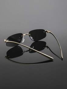Un par de gafas geométricas de metal sin montura para hombres, de estilo vanguardista, exquisitas, únicas y sutilmente lujosas de estilo americano, gafas de moda adecuadas para clientes que asisten a cumbres de la industria y negociaciones de negocios. - Multicolor - Ver 9