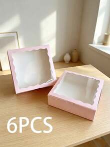 12/6個/1個 20.32 X 20.38 cm 麵包盒/派盒/餅乾盒/巧克力草莓盒/蛋糕盒，適用於婚禮/生日/聖誕節/節日 - 粉色 - 查看 11
