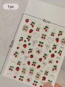 1pc Sweet Red Strawberry Silver Bow Heart Sticker, Transparent Waterproof Silver Foil Premium Decorative Decal For Earphone Case, Phone Case, Water Cup - Phnom Penh Strawberries - View 6