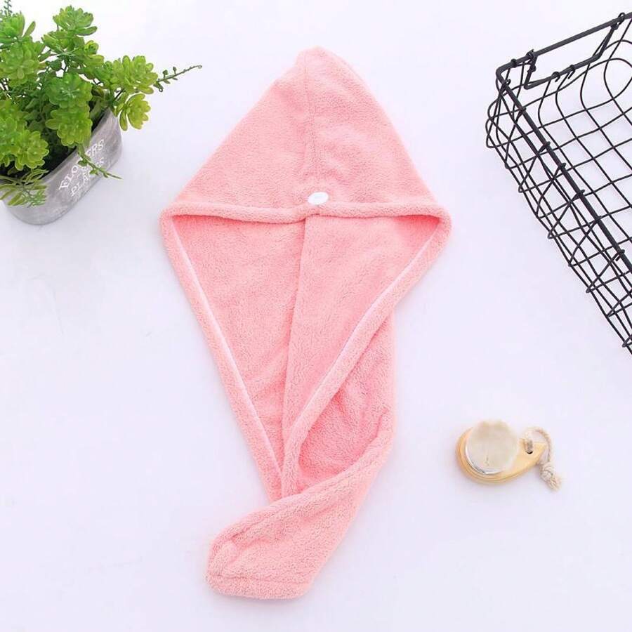 Gorro secacabello microfibra con broche, muy absorbente y secado rápido - [Rosa] - Ver 1