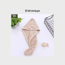 Gorro secacabello microfibra con broche, muy absorbente y secado rápido - Beige*4 - Ver 1