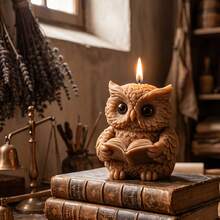 1pc 3D Reading Owl Silicone Mold For DIY Crafts - Detailed Wise Owl Holding Book And Candle Holder Mold, Resin/Soap/Plaster Mold, Teacher Gift, Back To School Decor, Asymmetrical Shape Suitable For Book-Shaped Candle Making And Soap Molding - Owl Reading Mold - View 9