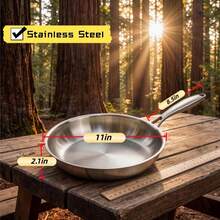 410 Stainless Steel Frying Pan, Non-Stick Surface, Induction & Gas & Open Fire Compatible, Camping Home Kitchen Restaurant Hotel Skillet - Stainless Steel - View 9