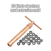 1Set Fancy Pattern Mud Extruder Mold Stainless Steel Clay Mold Ceramic Mold Rose Gold Sugar Paste Extruder Fondant - Golden - View 10