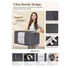 Foldable Clothes And Quilt Storage Bag - Dust-Proof Non-Woven Fabric Organizer Bag With Handle And Viewing Window - Space-Saving Organizer For Clothes, Books, Toys, Blankets, Breathable And Durable Fabric, Suitable For Bedroom, Dorm, Closet - Multicolor - View 3