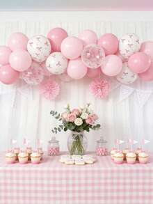 60pcs Pink Bow Balloons, 12-Inch Light Pink And Clear Latex Balloons With Bow Pattern, Suitable For Baby Shower, Girls Birthday Party, Princess Theme Party Decoration - Multicolor - View 5