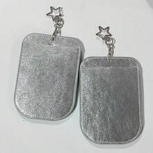 7.5*9.5cm Girly Style Leather Angel Wings Bow Card Slot Card Holder ID Photo Keychain 3 Inch Card Holder - A - View 4