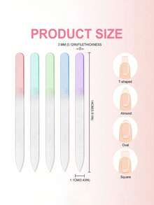 5/1pc Glass Nail File Professional Manicure Tool For Natural Nails Gradient Color Polishing Care Suitable For Salon Gift (Macaron Color) - Multicolor - View 2