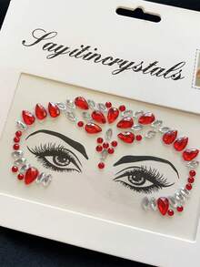 6pcs Colorful Resin Rhinestone Water Drop Stickers Suitable For Daily Performance Party (Rhinestone Color Random),Halloween - Multicolor - View 9