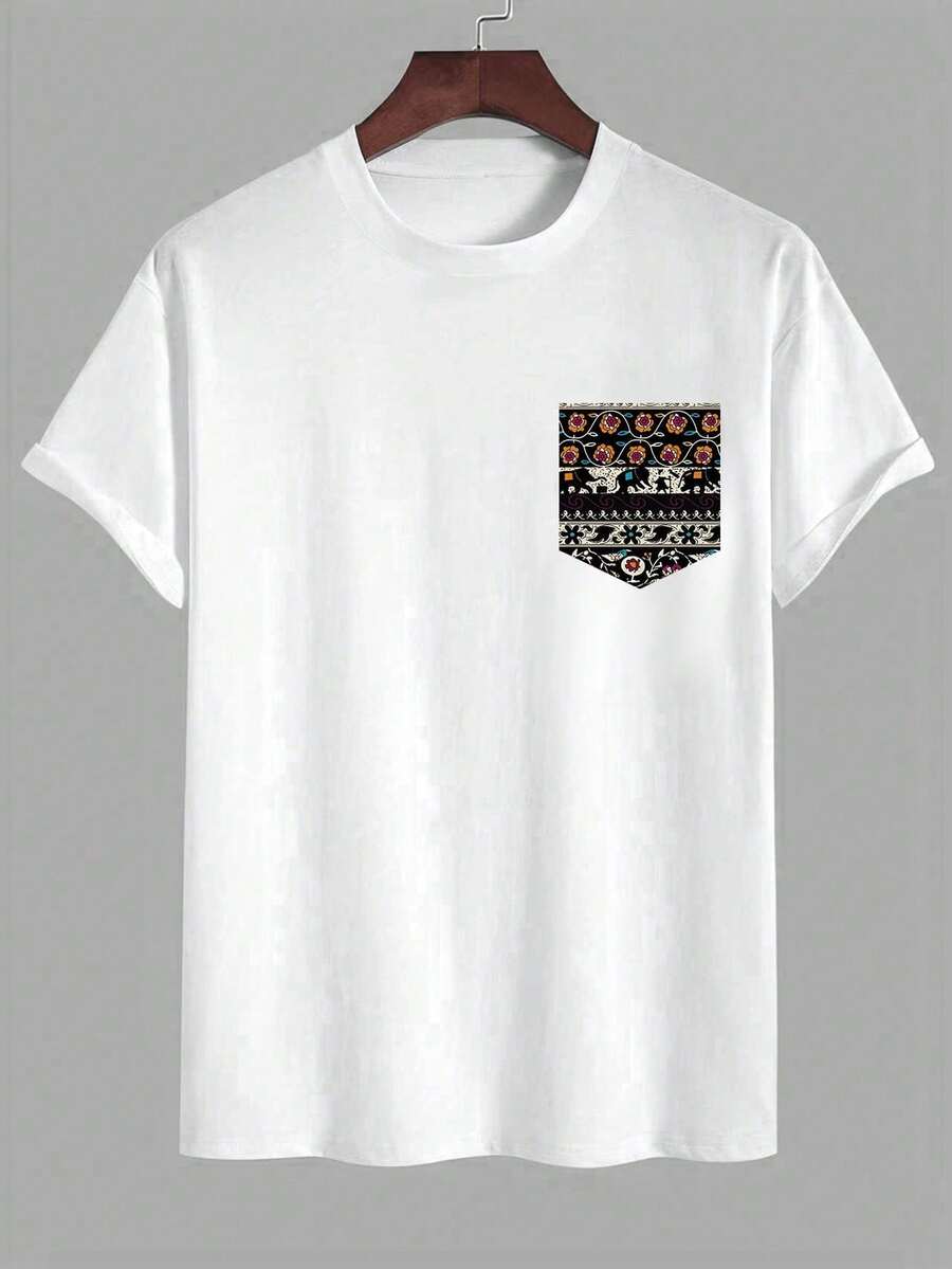 Manfinity Dauomo Men's Short Sleeve T-Shirt With Round Neck And Cartoon Print, For Summer. - 多色 11 - 查看 1
