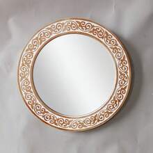 2D1pc White Green Floral Border Wall Mirror | Acrylic And Wood, Polished Surface, Wall-Mounted Decorative Mirror, Suitable For Hallway, Living Room, Bedroom, Bathroom, Home Decor - Multicolor - View 6
