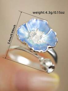 1 pieza Anillo floral encantador, adecuado para mujeres, perfecto para boda, compromiso, fiesta de aniversario, regalo del Día de San Valentín - 1# - Ver 10