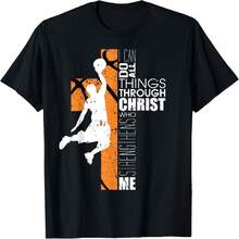 Christian Basketball Religious Bible Verse Philippians 4_13 T-Shirt - Black - View 10