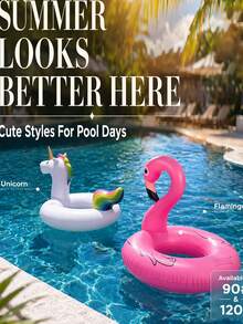 Summer Adult 120cm/90cm Unicorn Swim Ring, Flamingo Swim Ring, Thickened PVC Adult Swim Ring, Water Recreation Inflatable Unicorn Float, Inflatable Water Adult Swim Ring, Outdoor Party Entertainment, Inflatable Floating Boat, Inflatable Upright Swim Ring, Flamingo Inflatable Animal Model, Summer Outdoor Pool Party Floating Swim Ring, Hawaii Beach Party, Summer Essential, Photo Prop - Multiple Styles - View 4