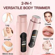 2 In 1 Women Electric Razor & Bikini Trimmer, IPX7 Waterproof Wet Dry Shaver With Ceramic Sharp Blade, USB Rechargeable 400mAh Dual Head Hair Trimmer For Face, Underarm, Leg And Pubic Hair, Portable Personal Groomer, Gift For Men Women,Multiple Color - 西瓜粉 - 查看 5