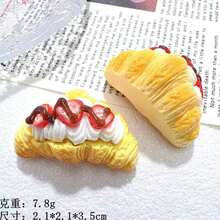 Miniature Food Toy Croissant Cream Filled Horn Bread Resin Accessories DIY Phone Case Phone Charm Decoration - Multicolor - View 6