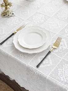 Rectangular Lace Tablecloth Measuring 150x250cm. Maximum Elegance. - White - View 5