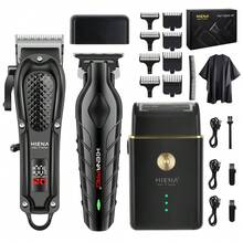 HIENA 男士電動理髮器鬍鬚修剪器 4 件理容套裝/單件鼻毛修剪器 專業理髮器鬍鬚與鬢角修剪器 無線充電 數位顯示 電動刮鬍刀禮品套裝 - 彩色 - 查看 2