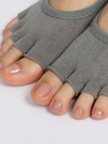 Calcetines de yoga cómodos, de punta abierta, descalzos y antideslizantes para protección en deportes interiores - Gris - Ver 6