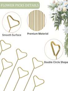 40pcs/20pcs Metal Gift Card Holder Sticks, Suitable For Bouquets, Wedding Centerpieces, Photo Frame Holders, Card Flower Stands, Applicable For Graduation, Wedding, Mother's Day Gift Packaging Card Holders - Love - View 8