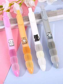 4pcs Cute Puppy Pattern, Fresh Style, Black 0.5mm Retractable Quick-Dry Gel Pens, Suitable For Students, Back To School - A - View 10