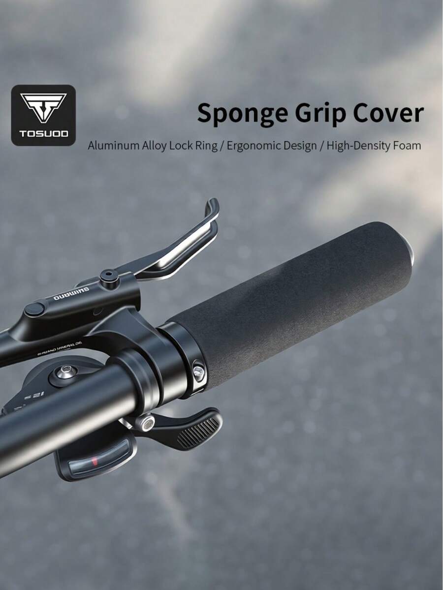 TOSUOD Single Lock Ring Foam Bicycle Handlebar Grips, Anti-Slip Shock Absorption, Single Side Lock Ring Prevents Slipping, Elastic Foam Relieves Hand Fatigue, Textured Grip For Secure Hold, Suitable For Daily And Off-Road Cycling Replacement Handlebar Accessories - Multicolor - View 1