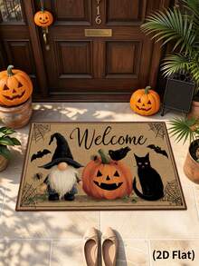 1 Stück Halloween Dekoration, Halloween Fußmatte, Kürbis Spinnennetz Fledermaus Katze Gesichtslose Puppe Muster Teppich, Halloween Tür Matte, Halloween Party Zubehör, Halloween Innen- und Außenbereich Eingangstür Dekoration, Halloween Wohnzimmer, Schlafzimmer, Küche, Büro Dekoration, Raum Dekoration, Heimdekoration, Halloween Themenartikel, Weihnachten, 2027 Neujahrs Dekoration, Party Geschenke - Halloween-Kürbis - Übersicht 3
