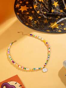 imoli 1 pièce/Collier pendentif fantôme en perles de lettres acryliques d'Halloween, convient pour une fête effrayante et mignonne, accessoire de costume d'Halloween, bijou - 27134-2-couleurs - Voir 6
