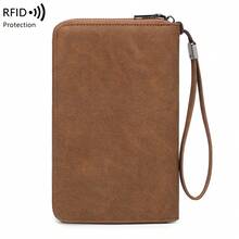 CHARM INFINITE 復古 RFID 防盜護照夾，大容量 PU 皮革旅行文件錢包附手腕帶，度假必需品防盜收納袋 - 彩色 - 查看 10