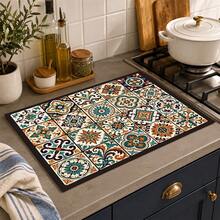 1pc Grid Pattern Diatomaceous Earth Drying Mat, Non-Slip Heat-Resistant Absorbent Pad, Suitable For Kitchen Countertop, Coffee Machine, Tableware, Home Cafe Bar Party Decoration Placemat Gift - Multicolor - View 3