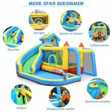 Castillo hinchable infantil, castillo hinchable 5 en 1 para niños de 3 a 10 años, castillo hinchable exterior con tobogán, zona de salto, piscina y portería de fútbol, tamaño hinchable: 364*315*239 cm - azul - Ver 6