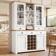 Multifunctional Tall Cabinet For The Home, With Anti-Tip Device, Freestanding Unit For Kitchen And Living Room, Glass Door, Metal Handles And Soft-Close System, Removable Wine Rack, White - White - View 4