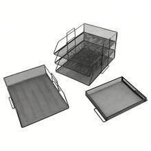 Modern Black 5-Tier Desk File Organizer 2.48in Tier Spacing 3.86lbs Lightweight For Study Library Office Home Documents, Files, Notebooks, Stationery, Magazines Storage Organization - Black - View 1