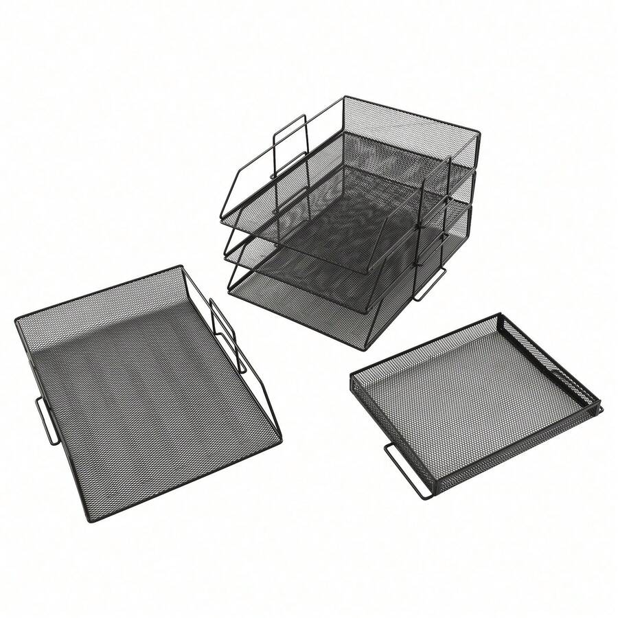 Modern Black 5-Tier Desk File Organizer 2.48in Tier Spacing 3.86lbs Lightweight For Study Library Office Home Documents, Files, Notebooks, Stationery, Magazines Storage Organization - Black - View 1