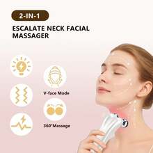 Facial Roller Massager, Double Chin Beauty Roller Tool, 3D Roller Body Massage Tool, Vibrating Beauty Tool, USB Rechargeable, With 8 Care Modes, Automatic Shut-Off Protection, Suitable For Office/Home Use And Travel - White - View 3